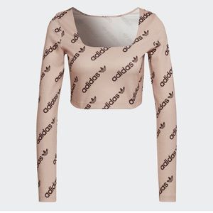 NWOT Women's adidas Originals Long Sleeve Crop Top Halo Blush size M